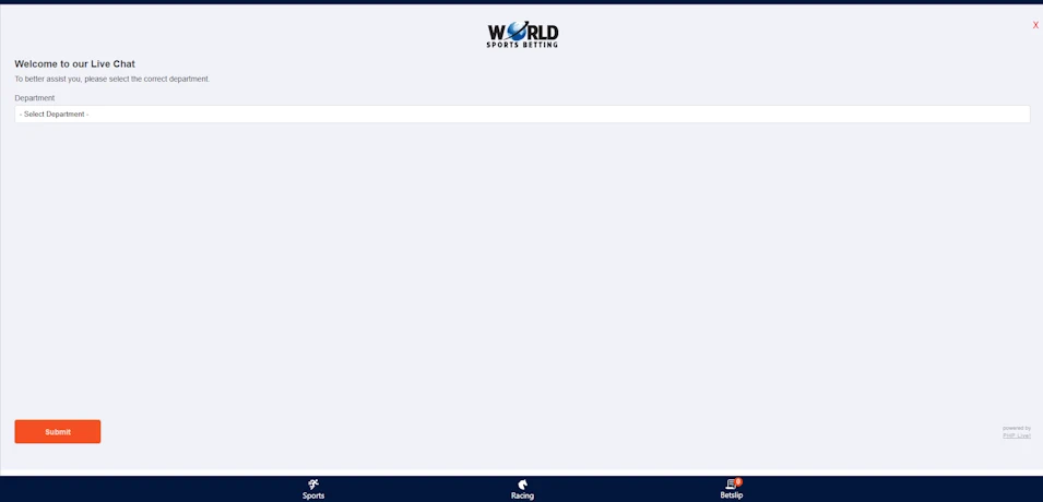 WSB Sportsbook Customer Support Evaluation Screenshot