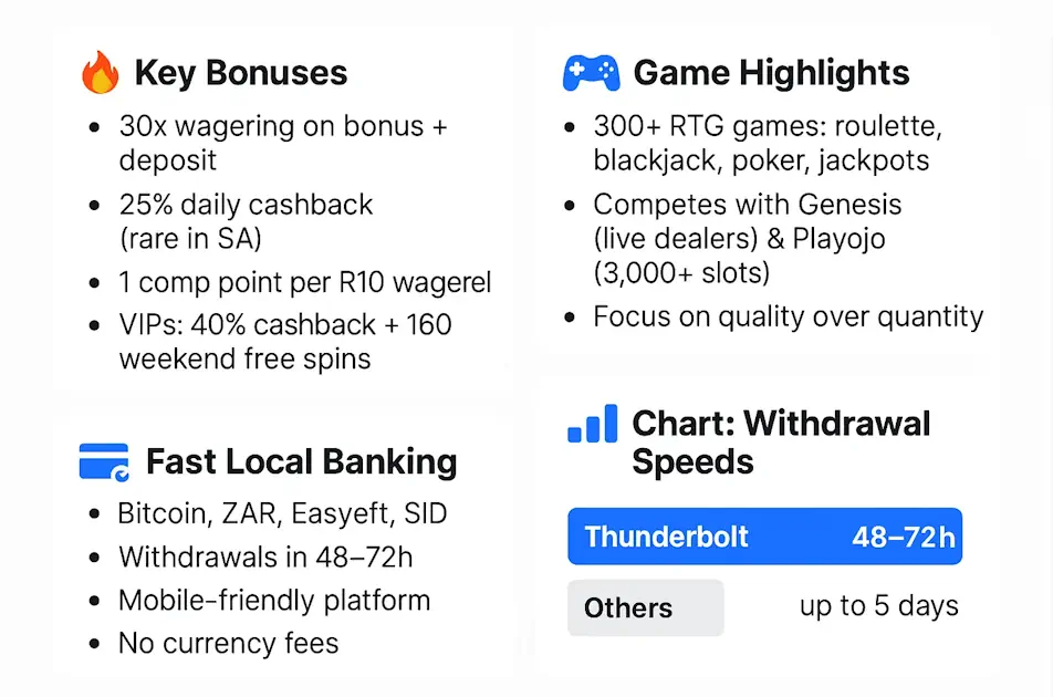 Thunderbolt Casino Comparison with Other SA Casinos Infographic