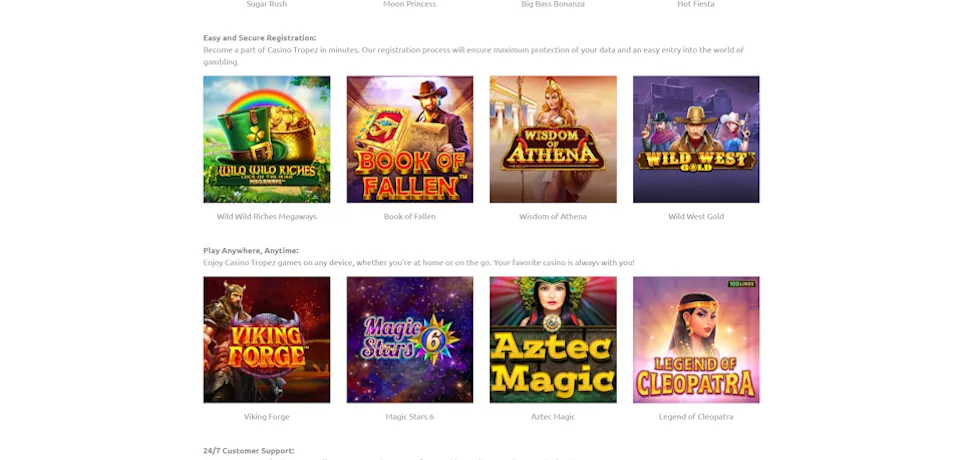 Tropez Casino Complete Tropez Casino Game Selection Screenshot
