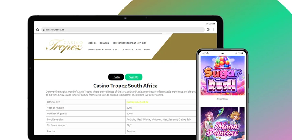 Tropez Casino Mobile Gaming Experience Banner