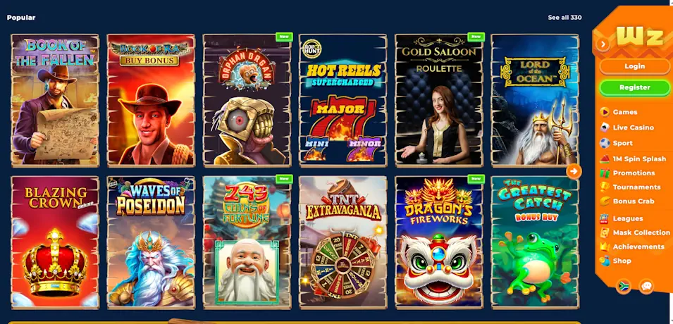 Wazamba Casino Gaming Portfolio Analysis Screenshot