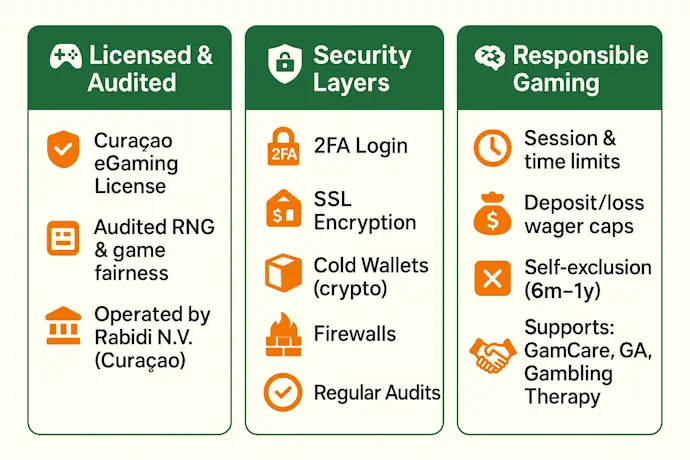 Wazamba Casino Security and Fair Play Infographic