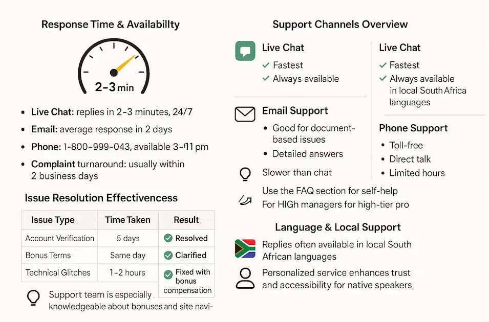 Yebo Casino Customer Support Infographics