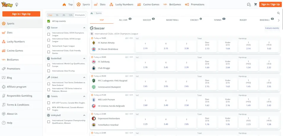 Yesplay Sportsbook Overview Platform