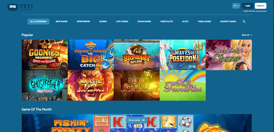 Yeti Casino Gaming Experience at Yeti Casino Screenshot