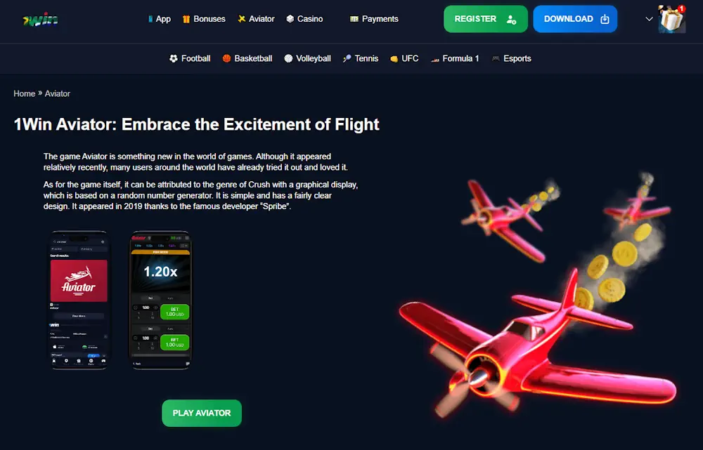 1win aviator games Screenshot
