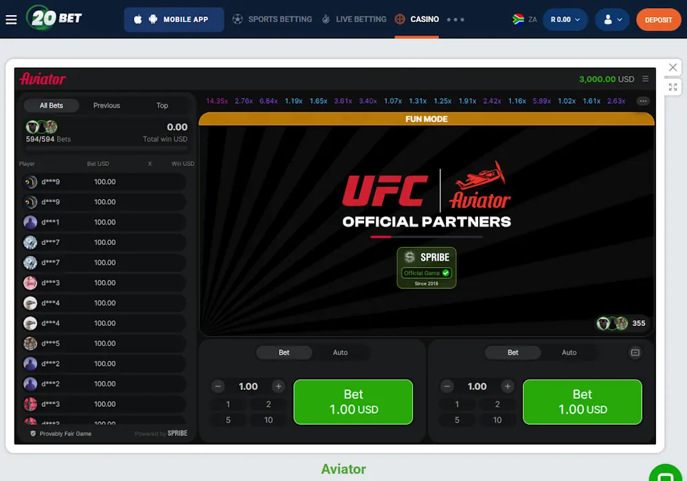20bet aviator games Screenshot