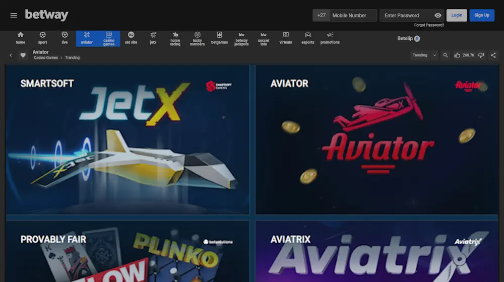 Betway aviator games Screenshot
