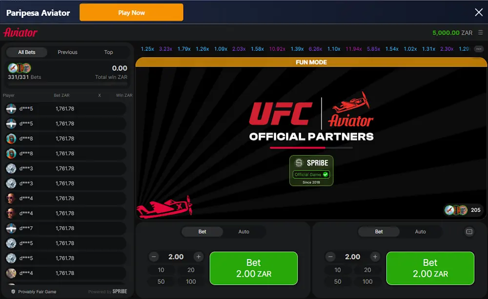 Paripesa aviator games Screenshot