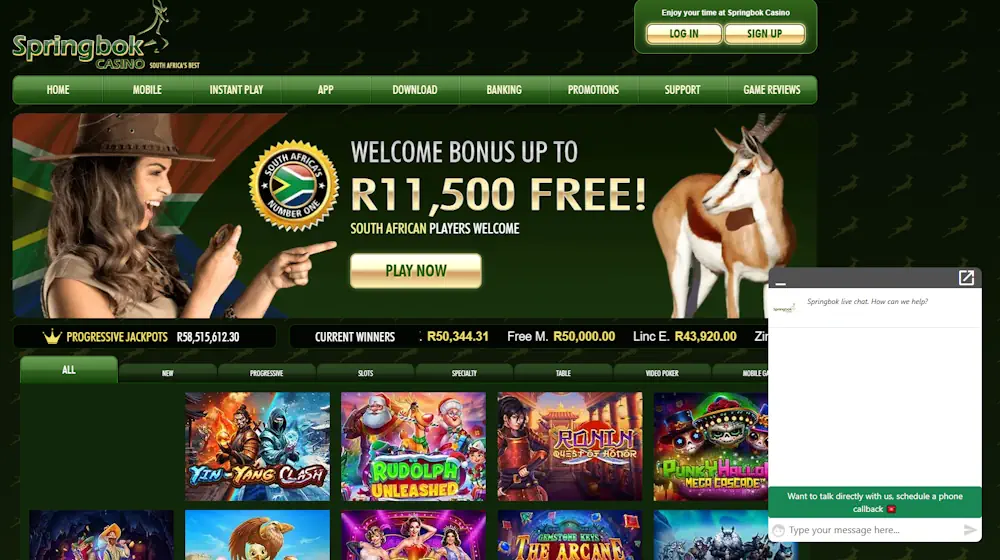 Springbok Casino Screenshot