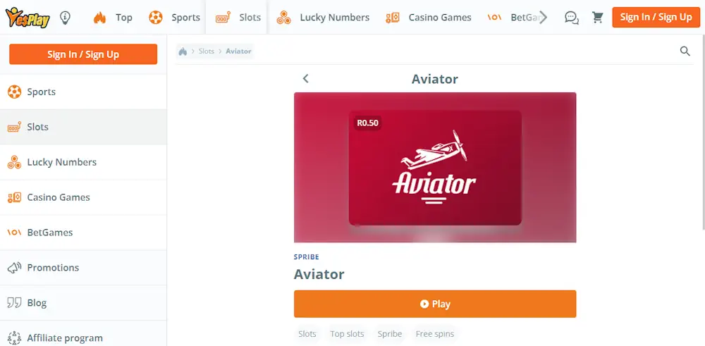 YesPlay aviator game Screenshot