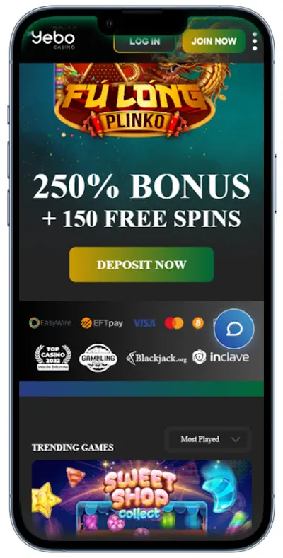 Casino app Yebo-mobile Screenshot