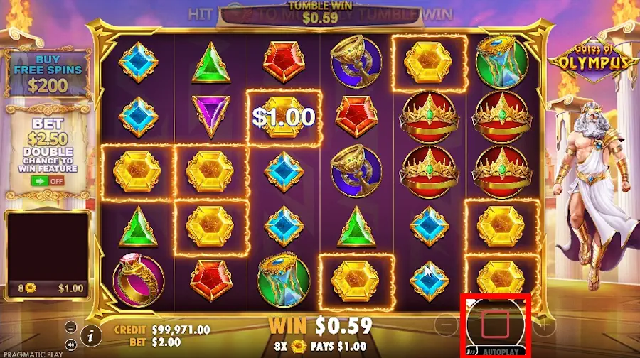 Gates of Olympus Slot Mechanics Screenshot