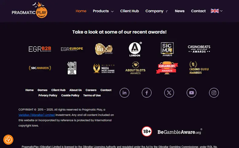 Pragmatic Play Awards Screenshot