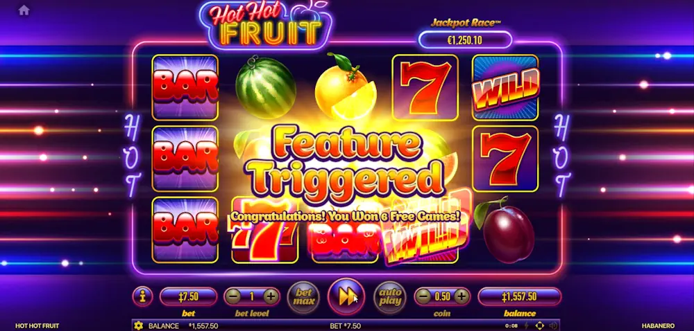 Hot Hot Fruit Slot Bonus Features: Free Spins Screenshot