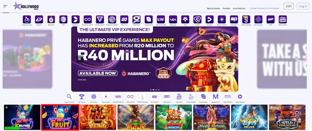 Hot Hot Fruit Slot at Hollywoodbets Screenshot