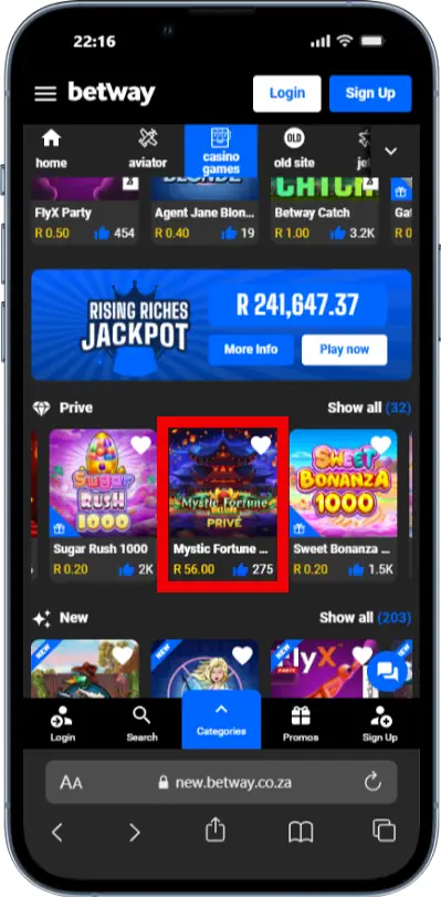 Betway Mystic Fortune Deluxe Prive Slot Screenshot