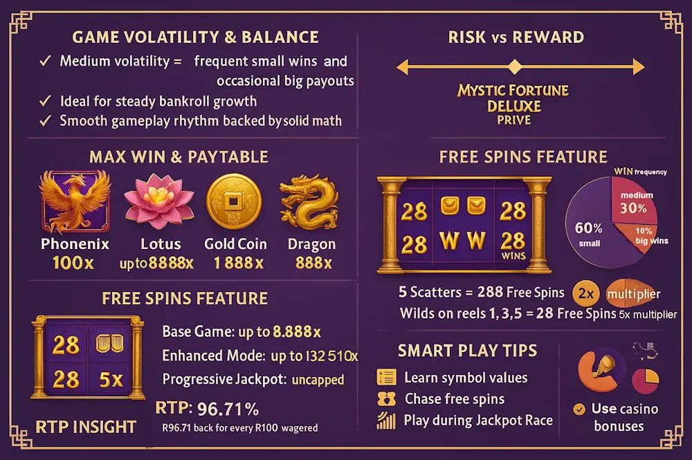 Mystic Fortune Deluxe Prive Slot Winning Potential & Volatility Banner
