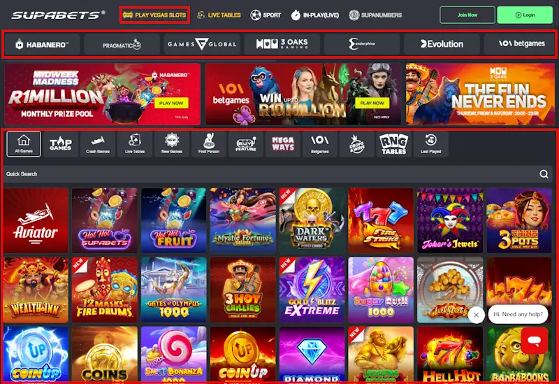 Supabets Spina Zonke Slots aka Vegas Games Screenshot