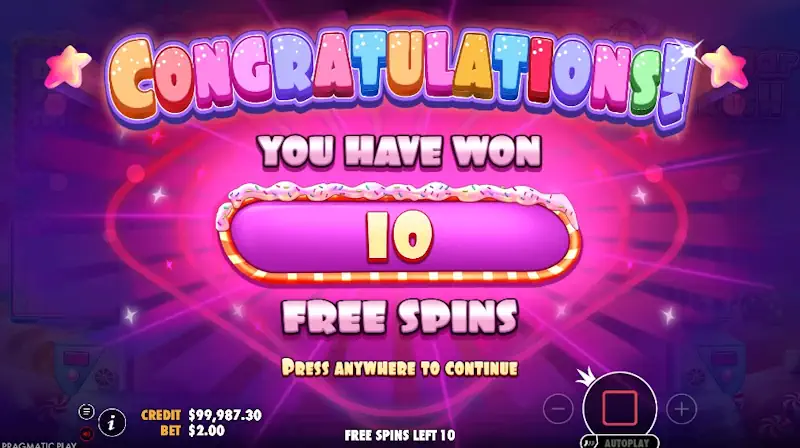 Sugar Rush Slot Mechanics 3 Scatters Part 2 10 Frees Spins Screenshot
