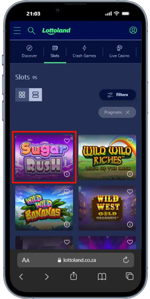 Sugar Rush Slot Lottoland South Africa Screenshot