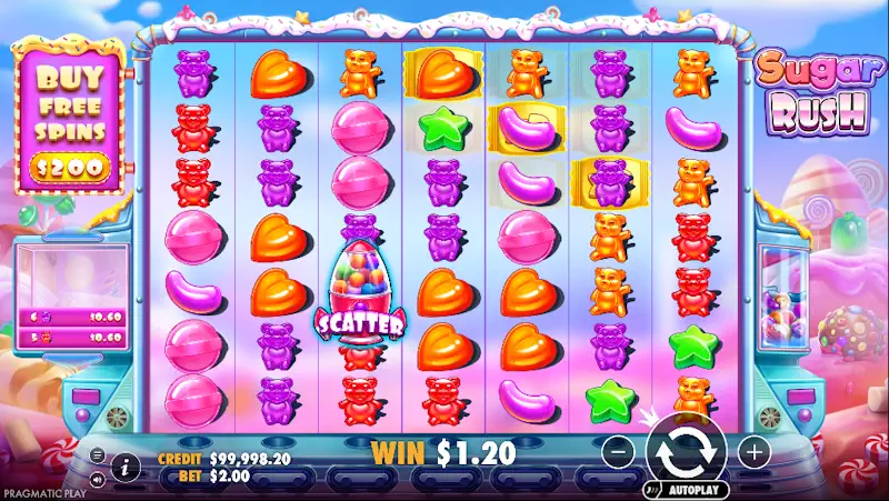 Sugar Rush Slot Mechanics Screenshot