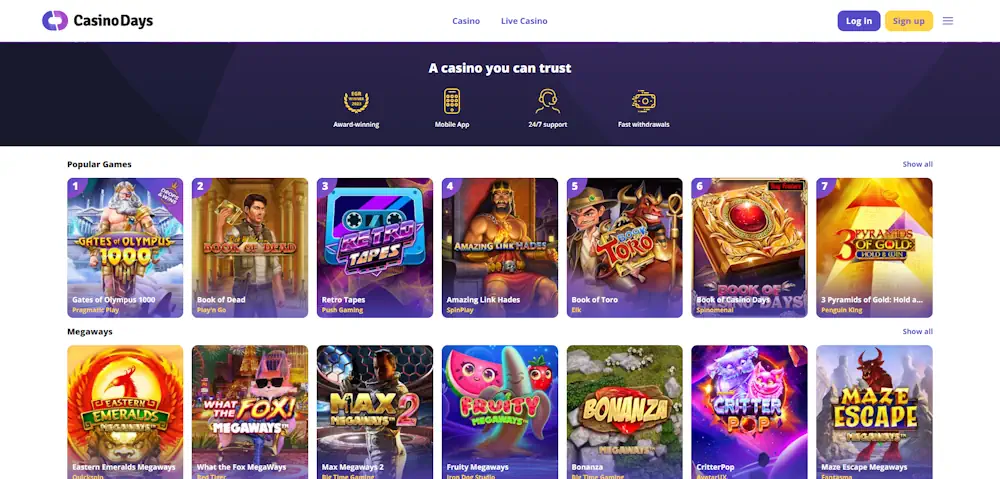 Legal Casinos casino CasinoDays Screenshot