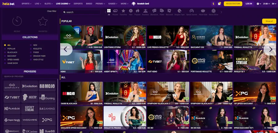 Legal Casino Helabet Live Games Screenshot