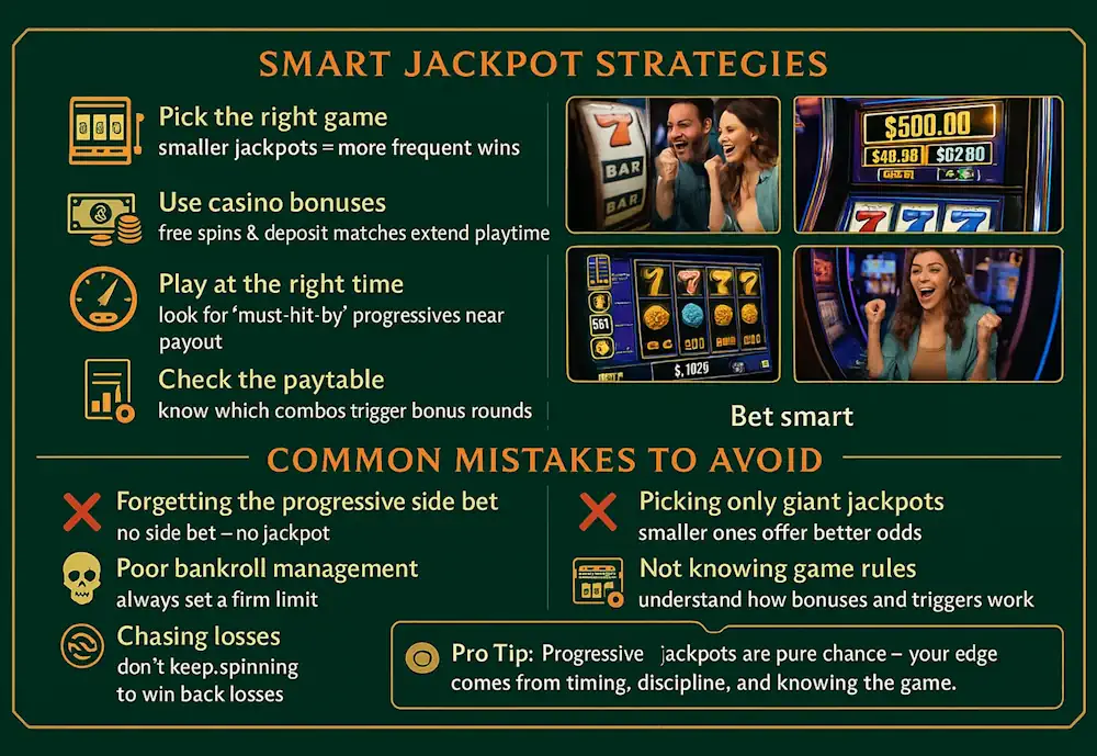 Progressive jackpots Strategies to maximize your chances Infographic