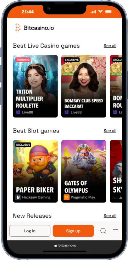 BitCasino Mobile compatibility and user interface Screenshot