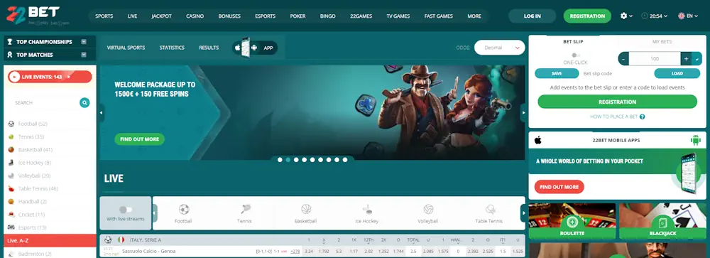 22Bet Screenshot