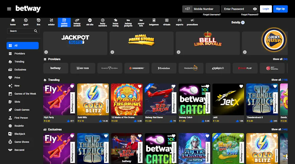 Betway Casino Games Screenshot