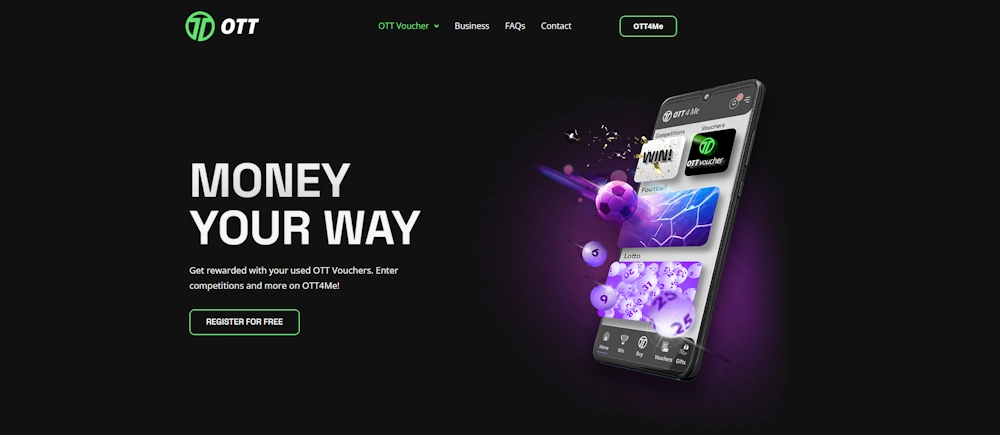 OTT Vouchers Homepage Screenshot