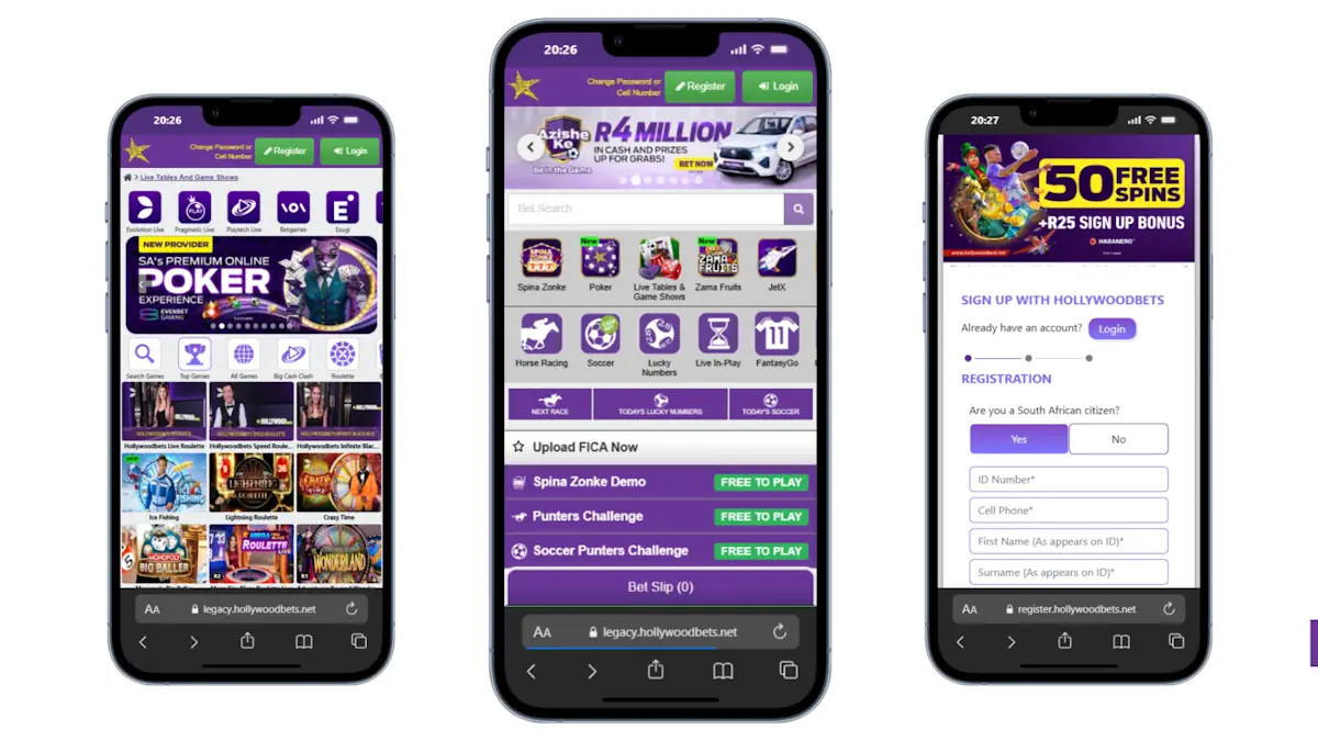 Hollywoodbets Mobile Gaming Banner
