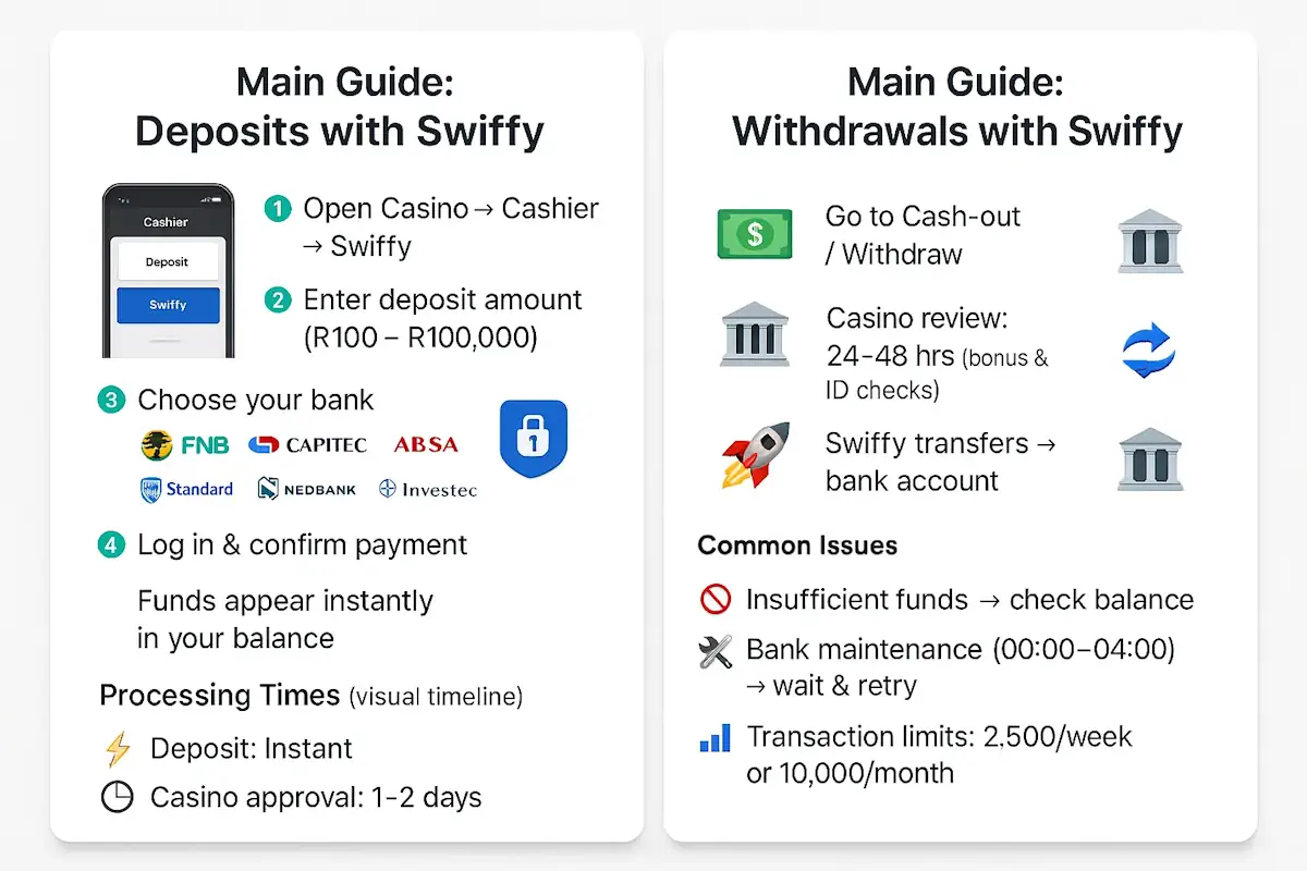 Swiffy EFT How to Make Deposits and Withdrawals Using Swiffy Infographic