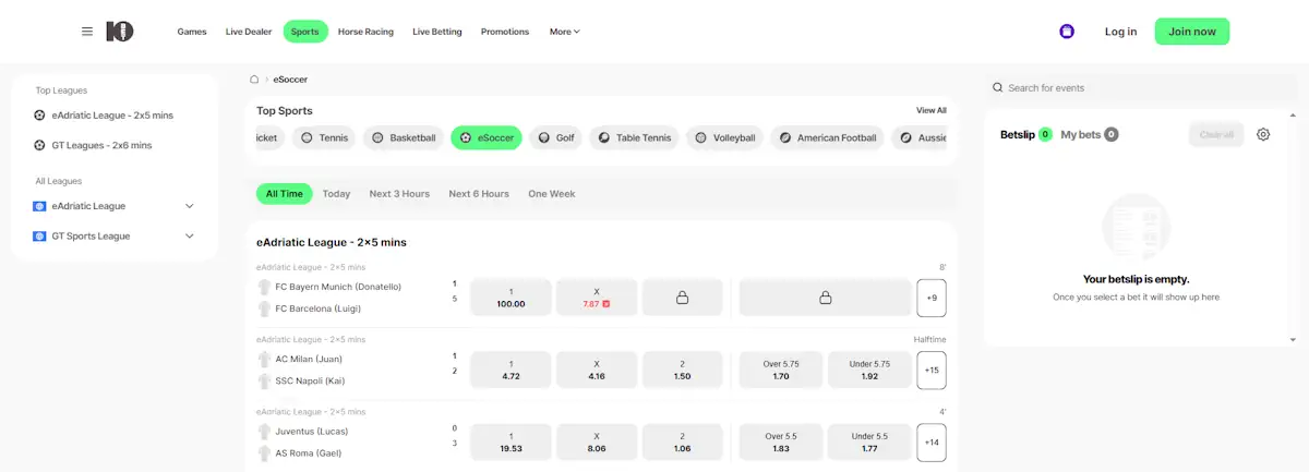 10bet eSoccer Screenshot