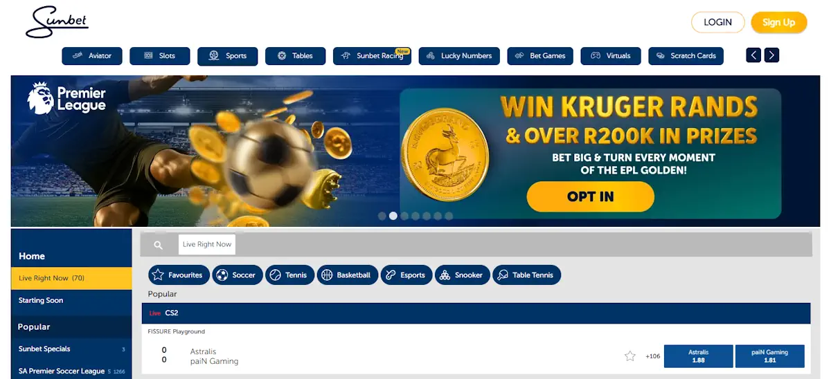 Sunbet Esports Screenshot