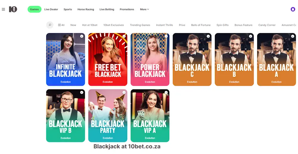 10bet blackjack Screenshot