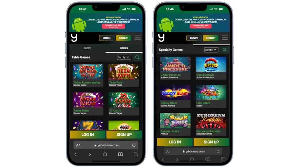 Yebo games Mobile Screenshot