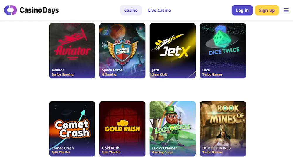 CasinoDays crash games Screenshot
