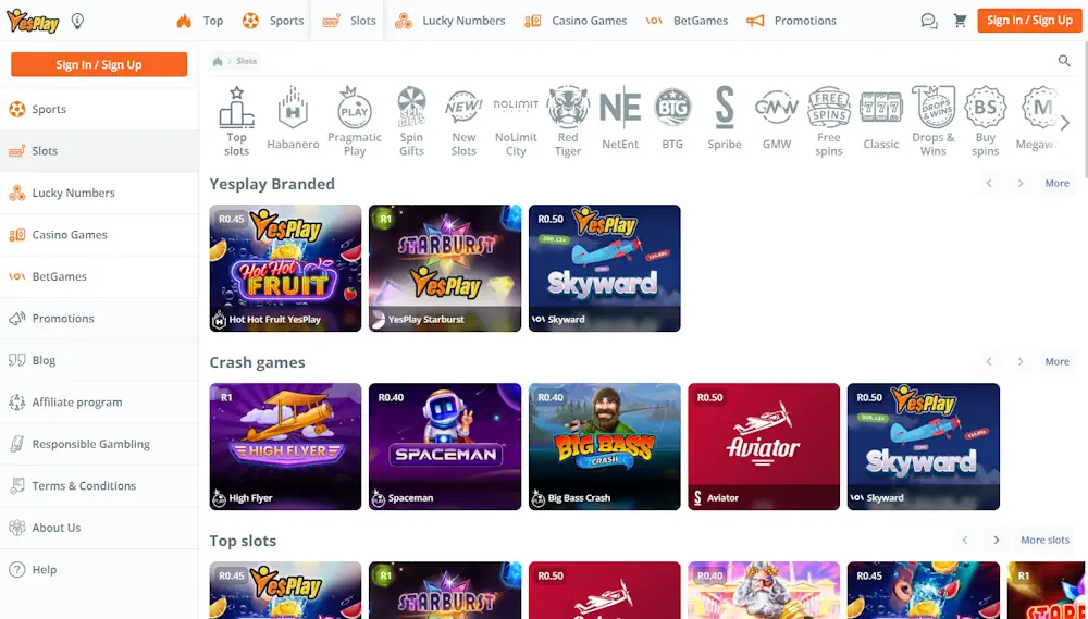 YesPlay Casino slots Screenshot