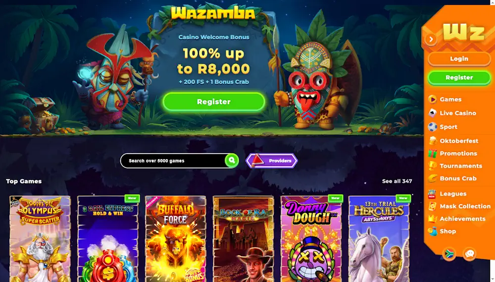 wazamba Casino games Screenshot