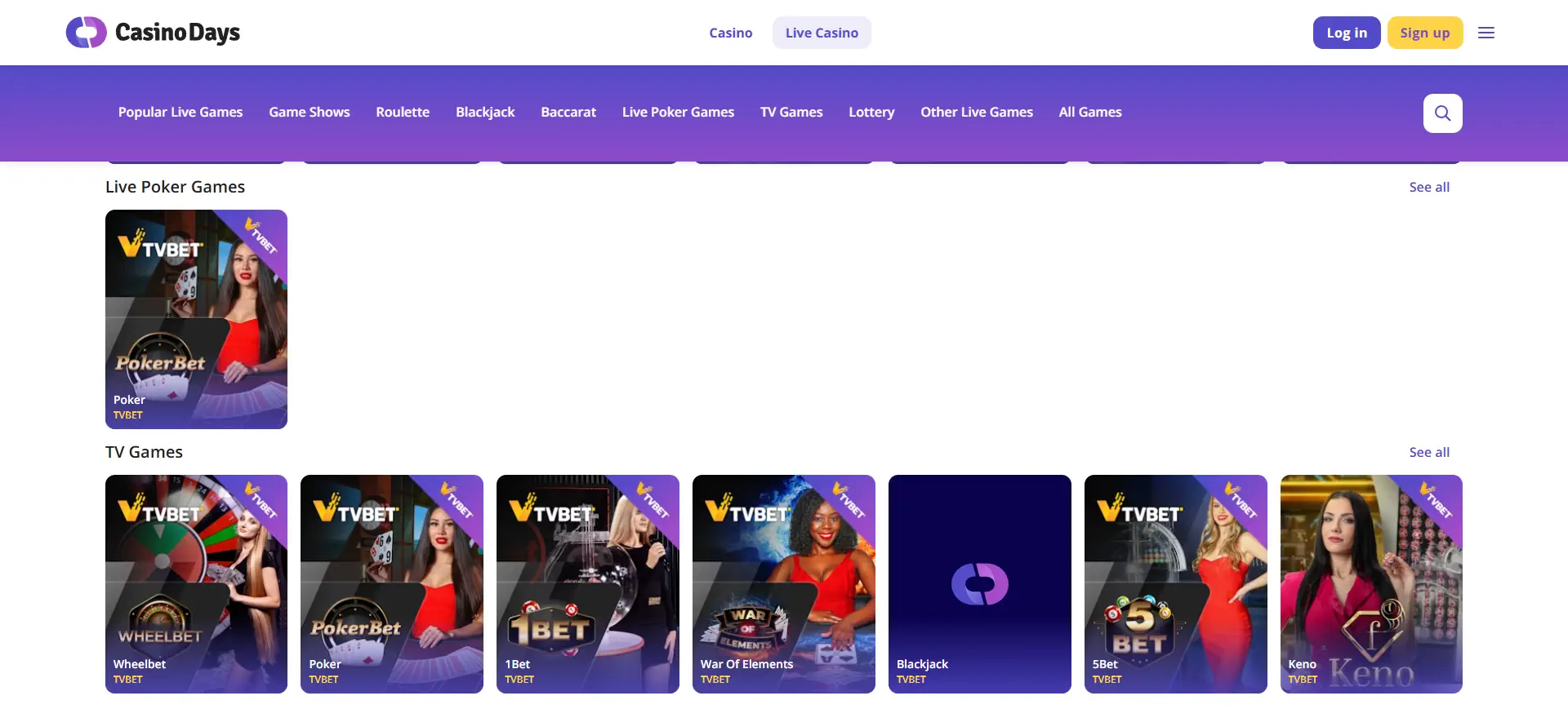 CasinoDays Poker games Screenshot