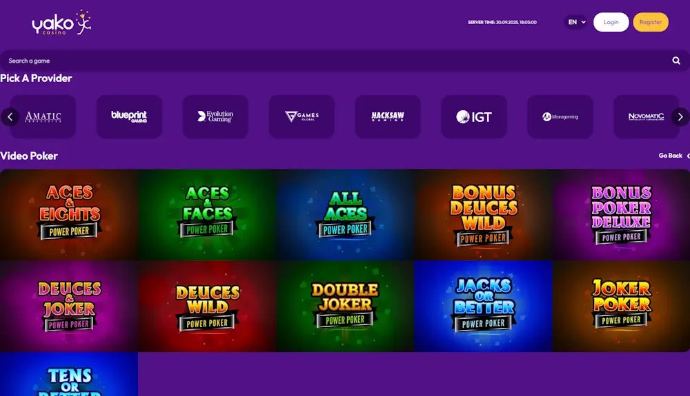 Yako video-poker Screenshot
