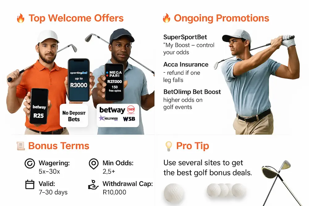 Golf Bonuses & Promotions for Golf Bettors Infographic