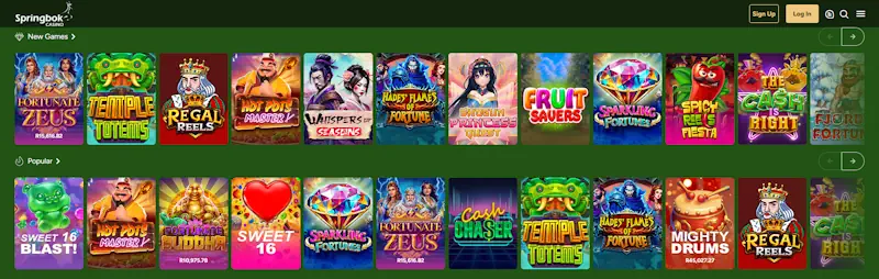 Springbok Casino Games Screenshot