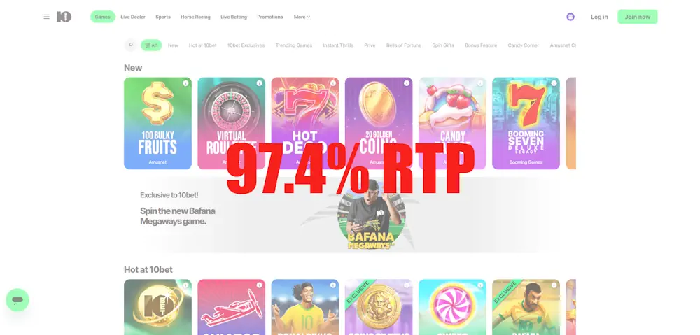 10bet Casino (97.4% RTP) Banner