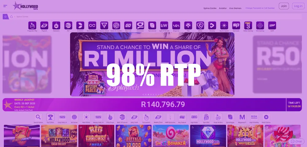 Hollywoodbets Casino (98% RTP) Banner