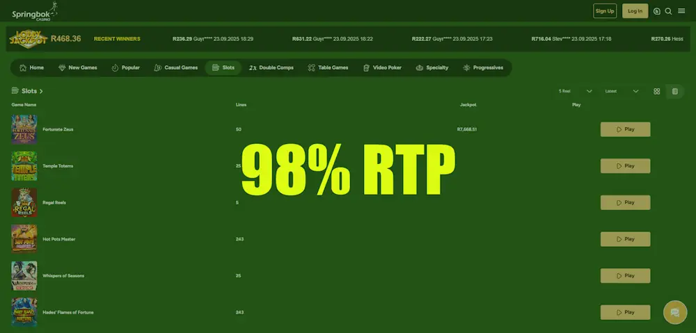 Springbok Casino (Highest RTP) Banner