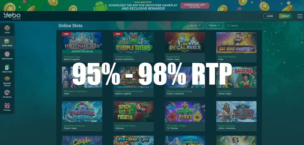 Yebo Casino (95% - 98% RTP) Banner